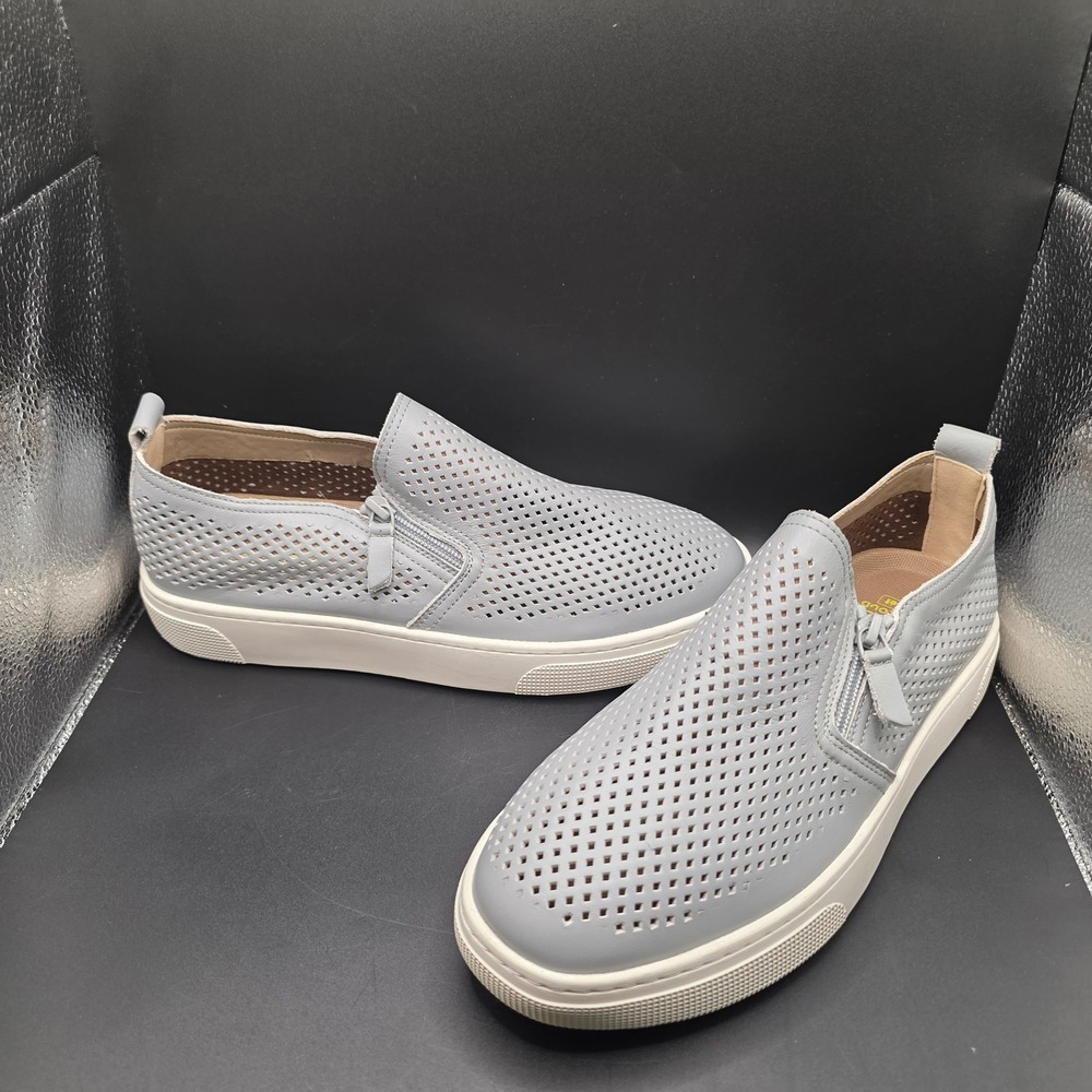 Propet WCX015L Grey Leather Perforated DuroCloud Slip On Sneakers Womens 10W 2E